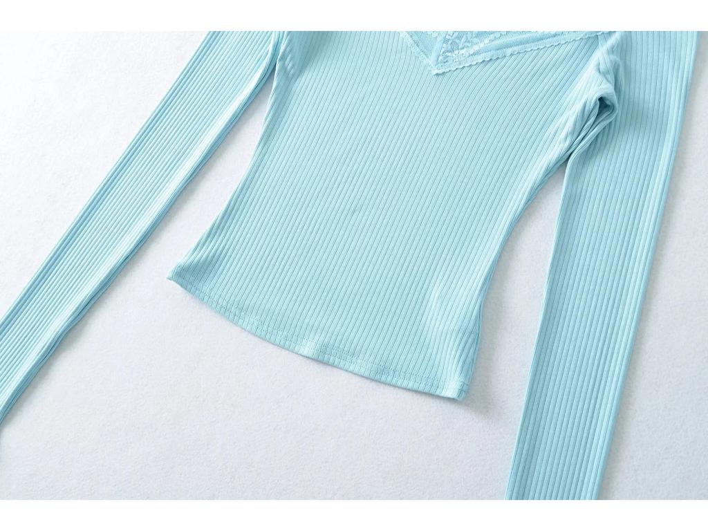 Elegant Lace One-Shoulder Long-Sleeve Women's T-shirt - 2026 Slim Fit, Classy & Off-the-Shoulder Style