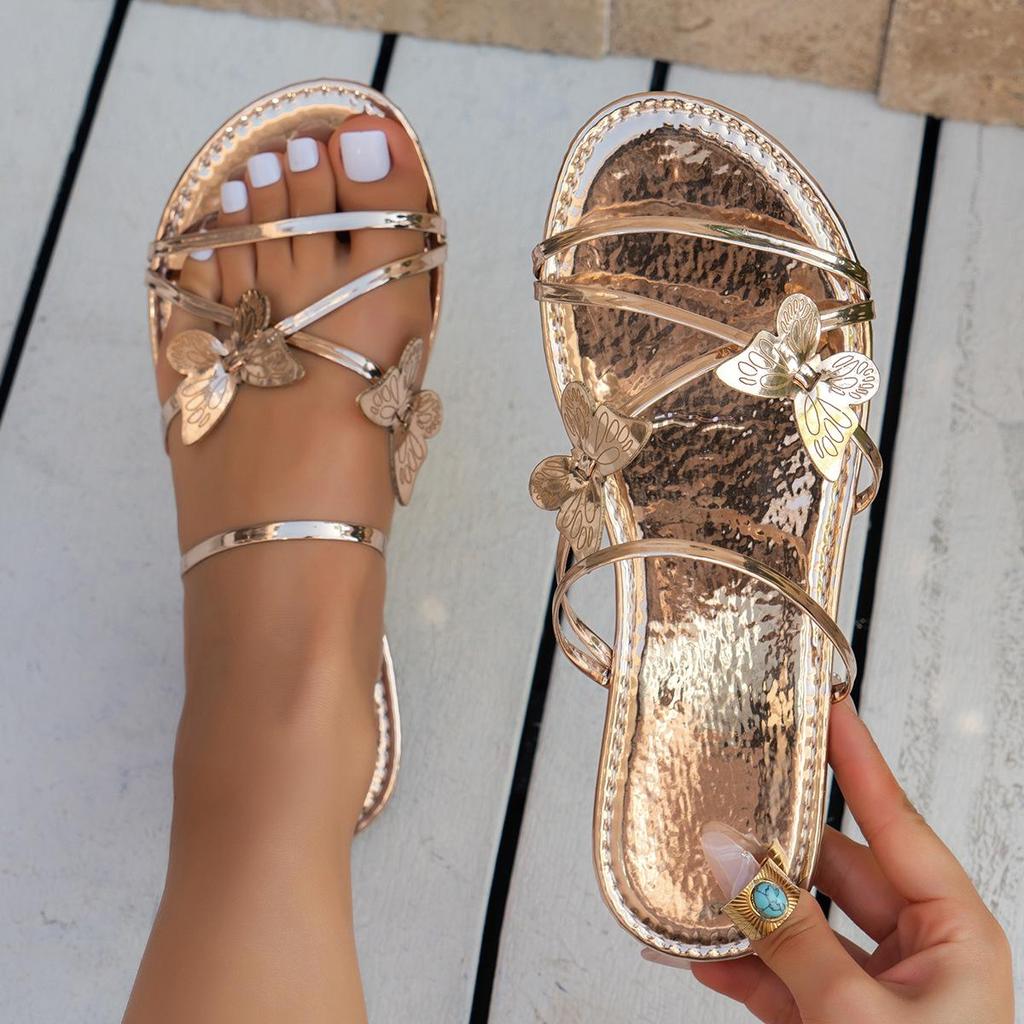 Comfortabele Dames Slip-on Sandalen met Ronde Neus en Strik - Grote Maat, Platte Zool, Enkele Band voor Buitengebruik