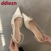 Fashion Fashion Butterfly-Knot Footwear Female Low Heel Sandals Shoes For Women 2025 New Pointed Toe Ladies Heeled Sandals Slides Shoes