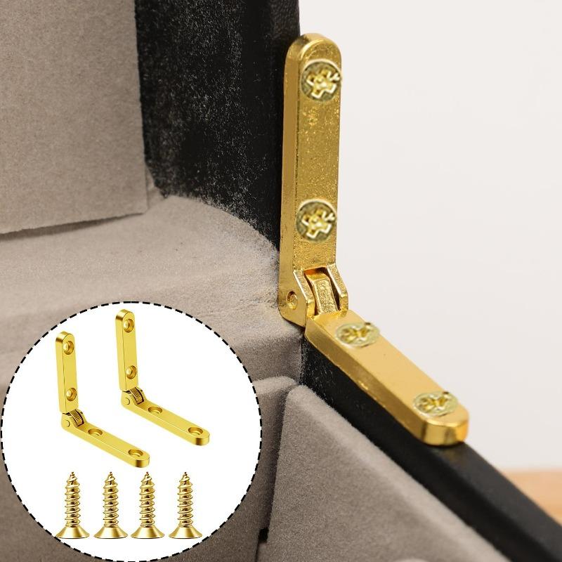 Folding 90 Degree Hinges Metal Fittings Furniture Accessories Wooden Box Jewellery Case Fold Hardware Secure Fasteners Parts Kit