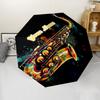 1PC Custom Name Colorful Saxophone Art Automatic Folding Umbrella Compact Travel Umbrella for Men & Women, Ideal Gift for Christmas, Birthdays, Hallow