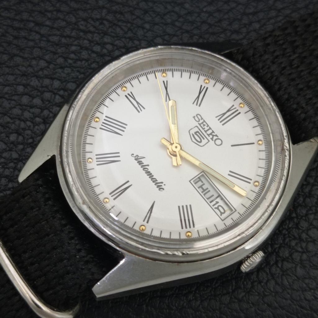 VINTAGE SEIKO 5 AUTOMATIC 6309A JAPAN MENS WHITE COLOR DIAL WATCH A708311-1