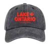 Lake Ontario Maple Leaf Graphic Washed Distressed Dad Hat Unisex Baseball Cap