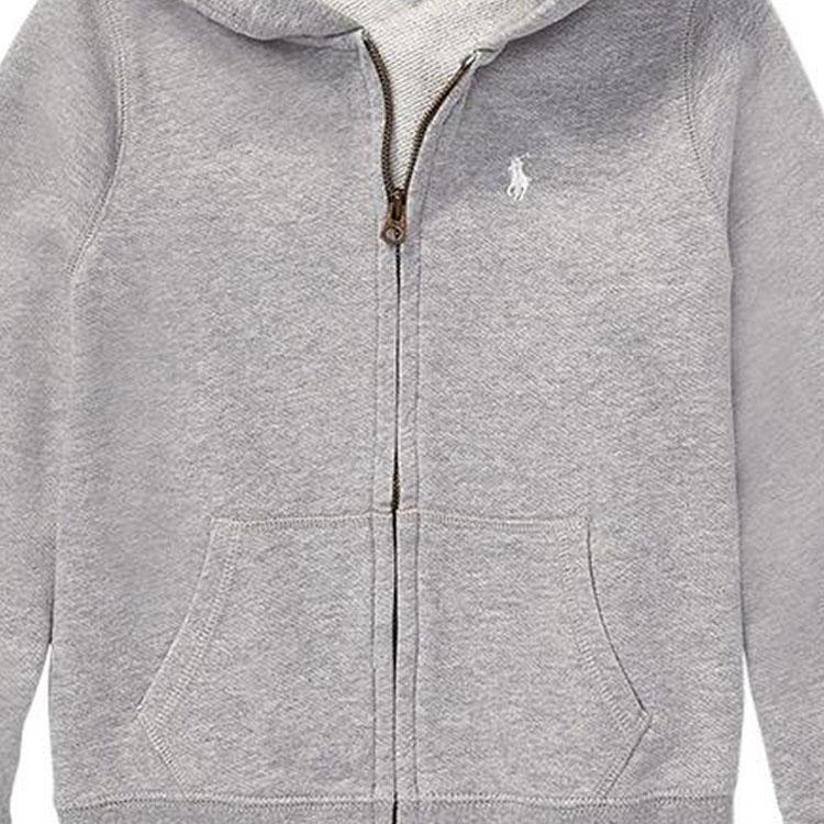 Polo Ralph Lauren Ss22 Solid Color Logo Embroidered Zip-Up Hoodie Kids Hoodies Gray CWPOKNIG6810264-D86