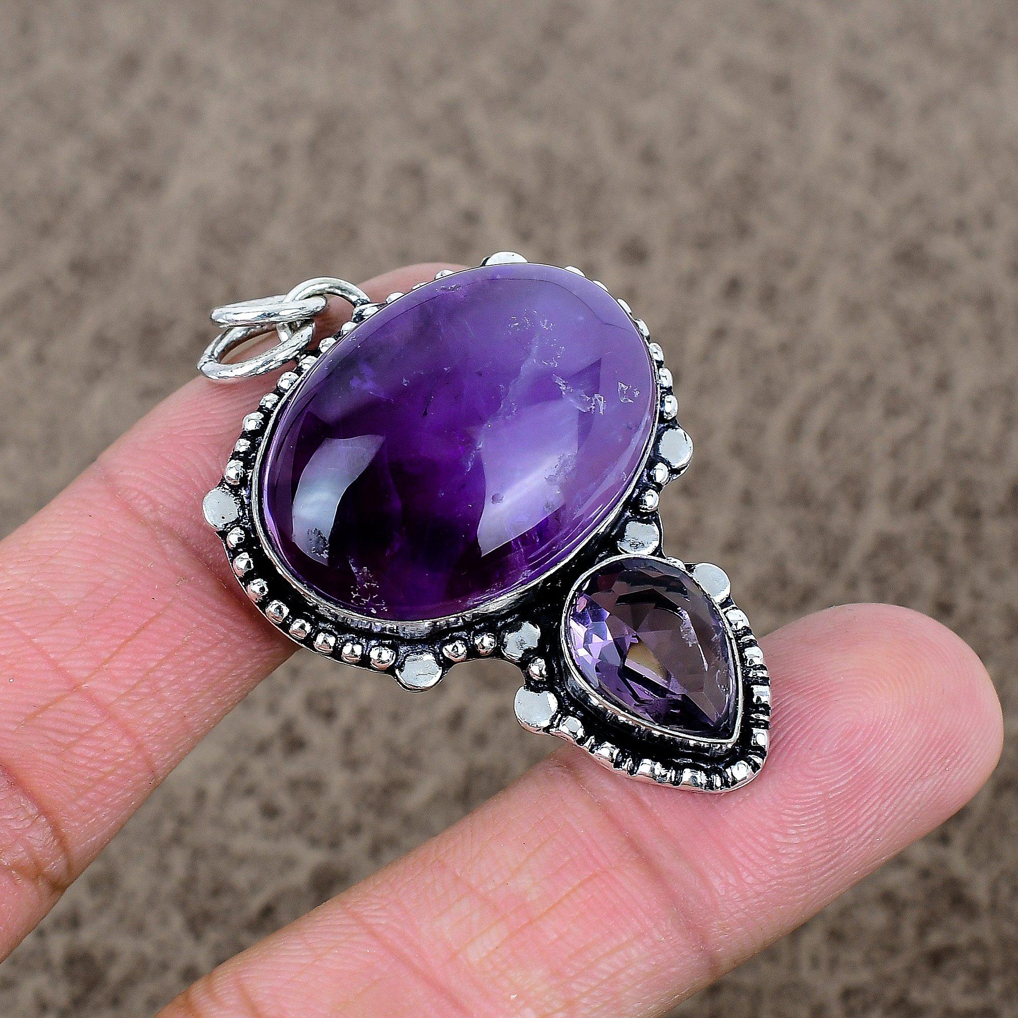 

Sage Amethyst, Amethyst Gemstone 925 Sterling Silver Jewelry Pendant 2.05 KKG-340