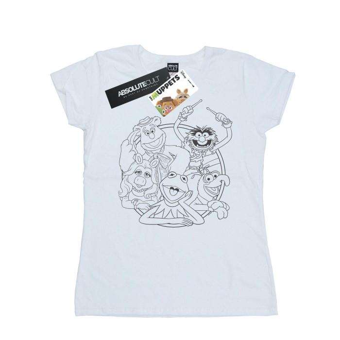 Disney Camiseta feminina/feminina de algodão com arte do grupo Muppets