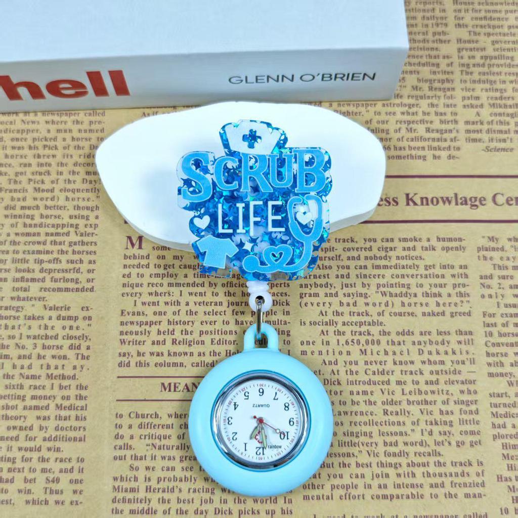 Shiny Cartoon Nurse & Doctor Badge Reel with Retractable PVC Pocket Watch Clip