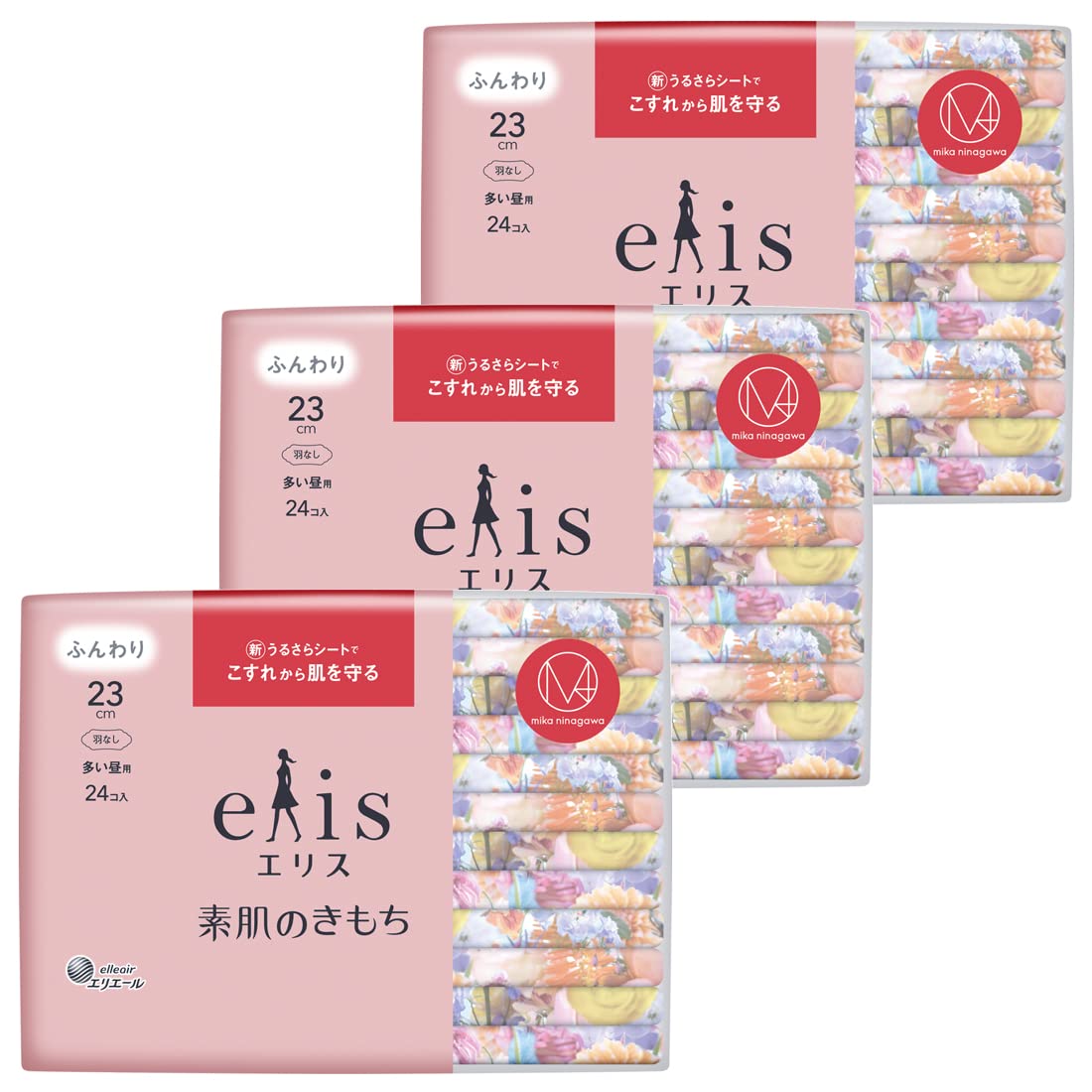 

ninagawa collaboration design Eris Bare skin feel without wings 23cm daytime 72 sheets sheets x 3 M/mika (for use) (24 packs) [Bulk purchase]
