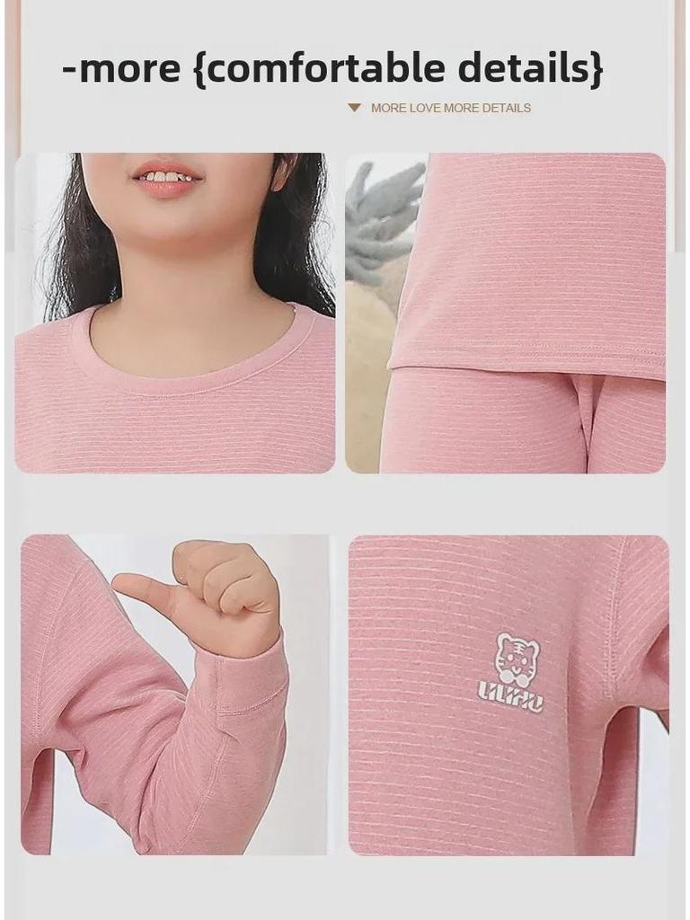 Plus Size Kids' Wool Silk Fall & Winter Underwear Set: Warm Shirts & Trousers for Teens
