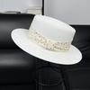 Versatile Flat Top Straw Hat Women's Summer Flat Edge Sunshade Sunscreen Fashion Top Hat Shopping Beach Hat