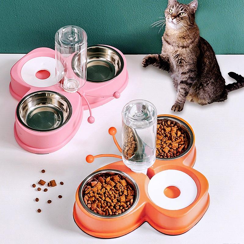 Dog Bowl Dogs Food Bowls Two-in-one Dog Feeders Bowl Butterfly Bowls for Cat Feeding Automatic Pet Water Container Pet Supplies