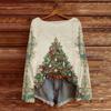 Ladies' Fashionable Casual Long Sleeved Christmas Printed Round Neck Knitted Yarn