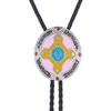 Braided Shoestring Bolo Tie with Engraving Totem Charm Cowboy Necktie Necklace Country Style Bolo Tie Cowboy