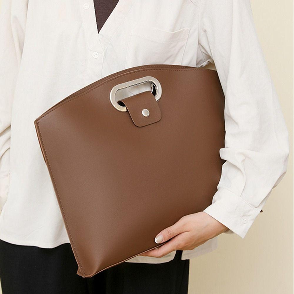 PU Office Document Tote Bag Large Capacity Briefcases Simple File Bag Travel