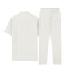 Men's Summer Hawaiian Stripe Textured Button Shirt Trousers Set