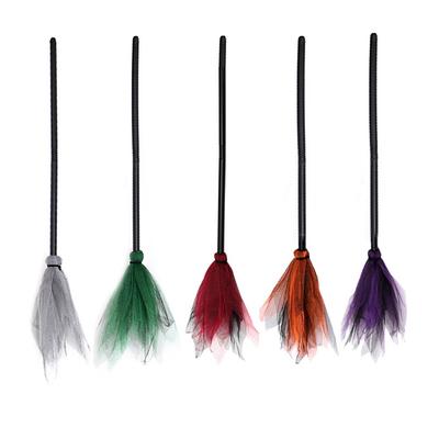1pcs Halloween Party Witch Broom Kids Plastic Cosplay Flying Broomstick Props For Masquerade Halloween Cosplay