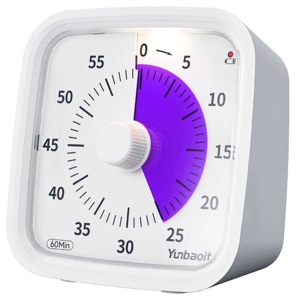 Yunbaoit 60-Minute Silent Clock Kids Study Timer Classroom Kitchen Office Portable Time Timer Google Countdown Visual Timer