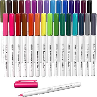 Shuttle Art Надтонкий Кольоровий Маркер для Підпису Імені Перманентний Можна Використовувати для Письма на та Для та Офісів Олійні Ручки, Набір 30 кольорів, Наконечник, 0,5 мм, Ручки,