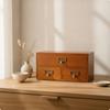 Desktop Organizer with Drawers Brown Wooden Storage Box Handmade Look for Office
