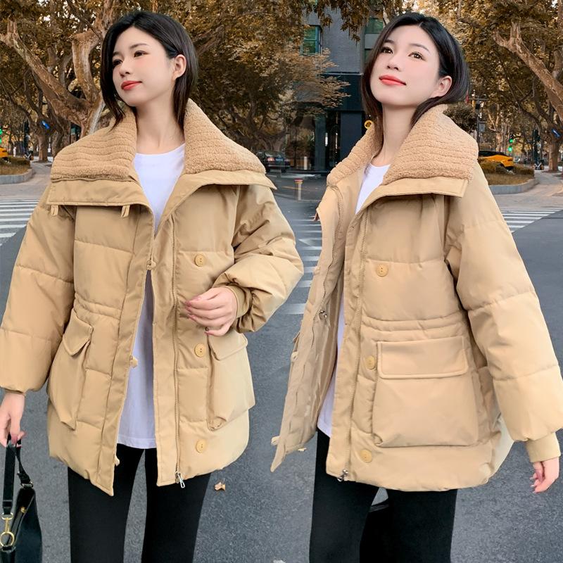 2025 new padded clothes Korean version thickened women's loose padded jacket with a sense of design large lapel padded jacket is versatile Korean