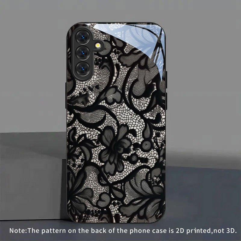 

Black floral lace patterned glass phone case suitable for Samsung for galaxy S26 S25 S24 S22 S21 S20 FE Ultra Plus 5G anti drop Galaxy S23 FE