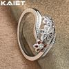 925 Silver Three Flower Crystals Adjustable Ring Accessories For Women Jewelry