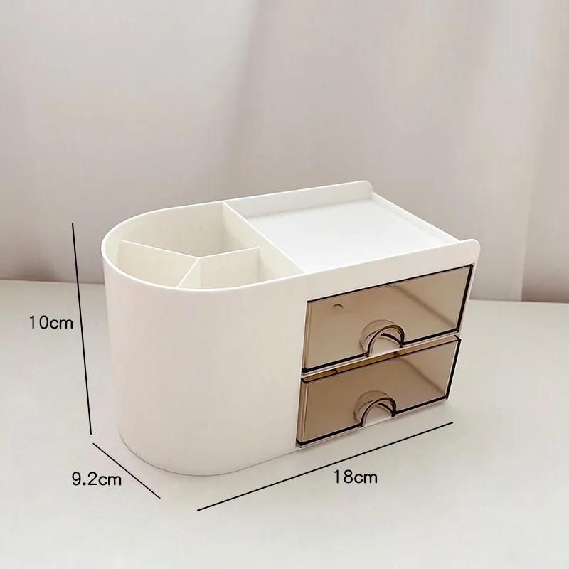 Simple Pen Holder With Drawer Multifunction Desktop Organizer Stationery Storage Box Student Office Desk Decorations