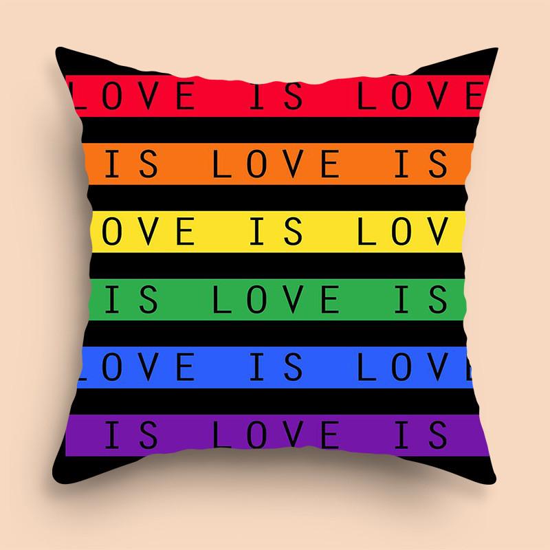 Rainbow Love Couple Sweet Love Pillowcase Car Sofa Bedside Waist Cushion Cushion Cover Room Aesthetic Home Decoration 45x45cm