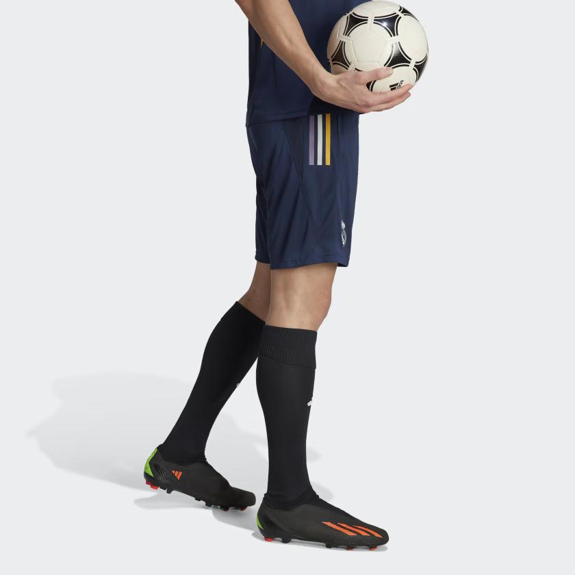 Adidas Real Madrid Tiro 23 Training Shorts Striped Logo Print Elastic Waist Straight Leg Football Shorts 23 Season Men Shorts Ink-Blue IB0870