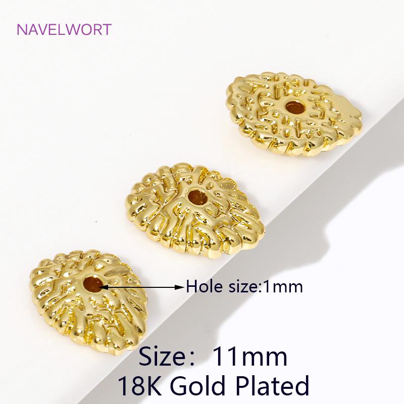 18K Gold Plated Brass Flat Oval Stripe Spacer Beads Flat Beads,Separators For Beads,For Bracelet DIY Jewelry Making Accessories