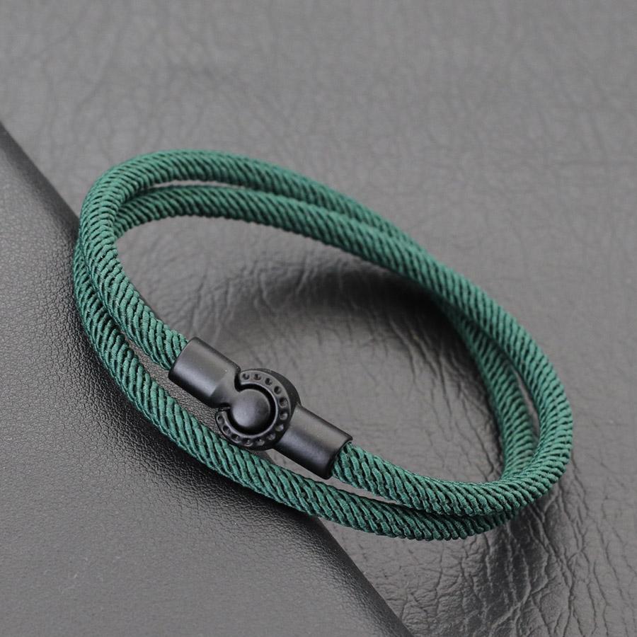 

Simple Style Handmade Lucky Rope Bracelet For Men Bilayer 4mm Milan Thread Nautical Wrap Braslet Outdoor Sports Cycling Braclet L 22.5cm 8.5Inch зелений