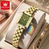 OLEVS Ladies Watches Original Solid Steel Strap Square Quartz Watches for Women Elegant Luxury Waterproof Woman Watch Gift 5690