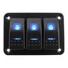 Marine Switch Panel Waterproof 12V 3 Gang Rocker Switch Panel Blue LED for Car Truck Boat RV UTV ATV RZR