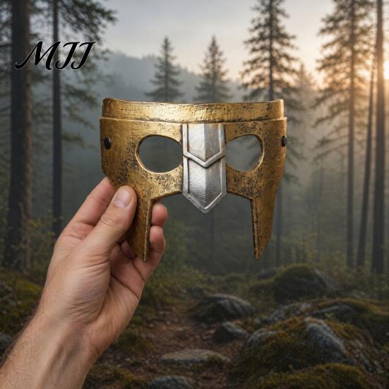 Warrior Role Play Mask Halloween Medieval Armor Mask, Cosplay for Party, Vintage Helmet Wide Field of View Style Masquerade Prop Comic Con Party