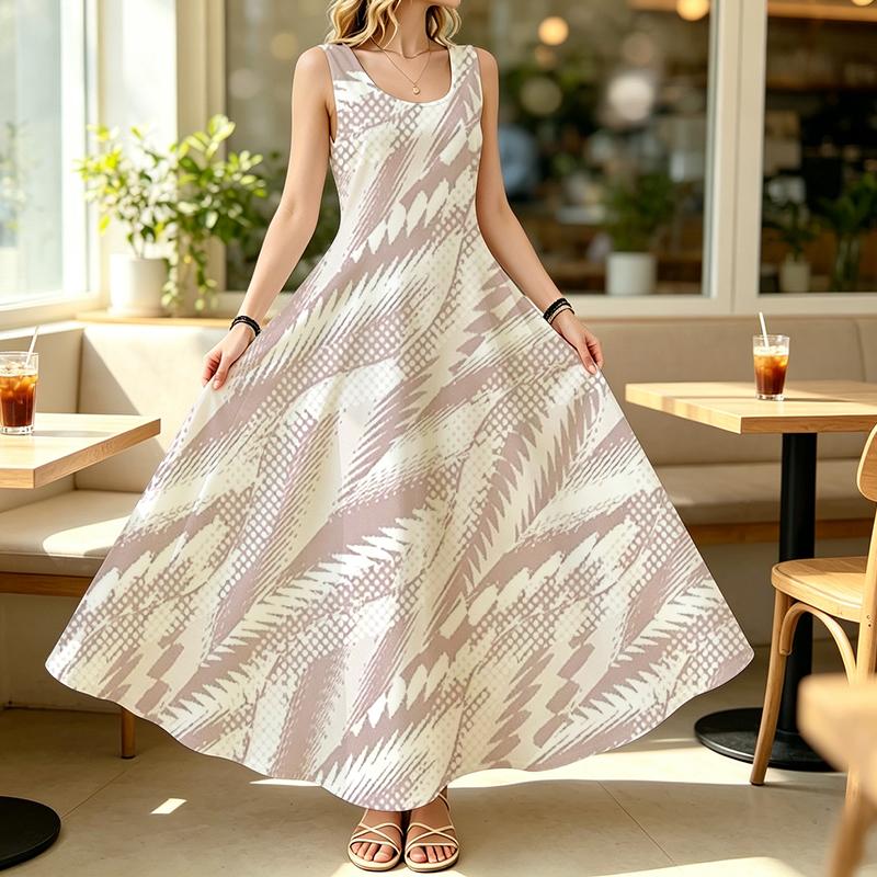 Women's Beach & Daily Maxi Dress,Sleeveless Simple Style,Soft Comfort Fabric,Elegant Cut for Vacation & Everyday Wear