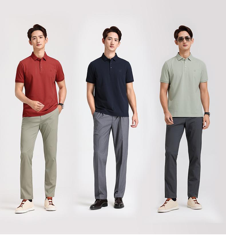 62% Long Staple Cotton Langdeng Men's Business Casual Skin-Friendly and Easy-to-Maintain Short-Sleeved Polo Shirt