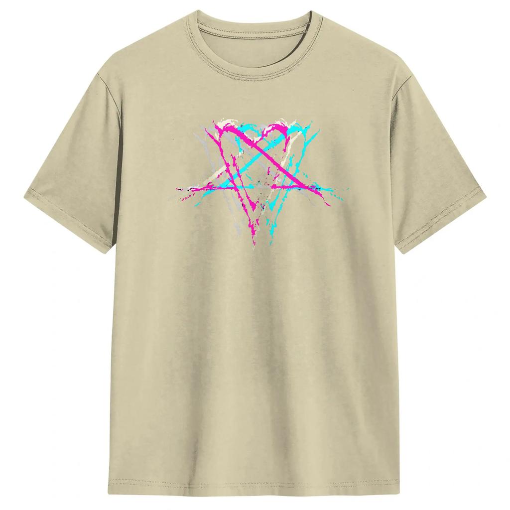 Unisexs Liebe Metallband HIM Heartagram T-Shirts 100% Baumwolle Kleidung Lässiges Kurzarm Rundhals-T-Shirt Grafik-T-Shirts