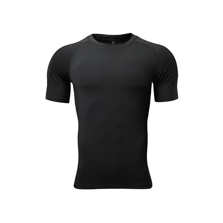 Men's Quick-Dry Compression Basketball T-Shirt: Breathable, Elastic Crew Neck, Tight-Fitting, Short-Sleeved Sportswear.