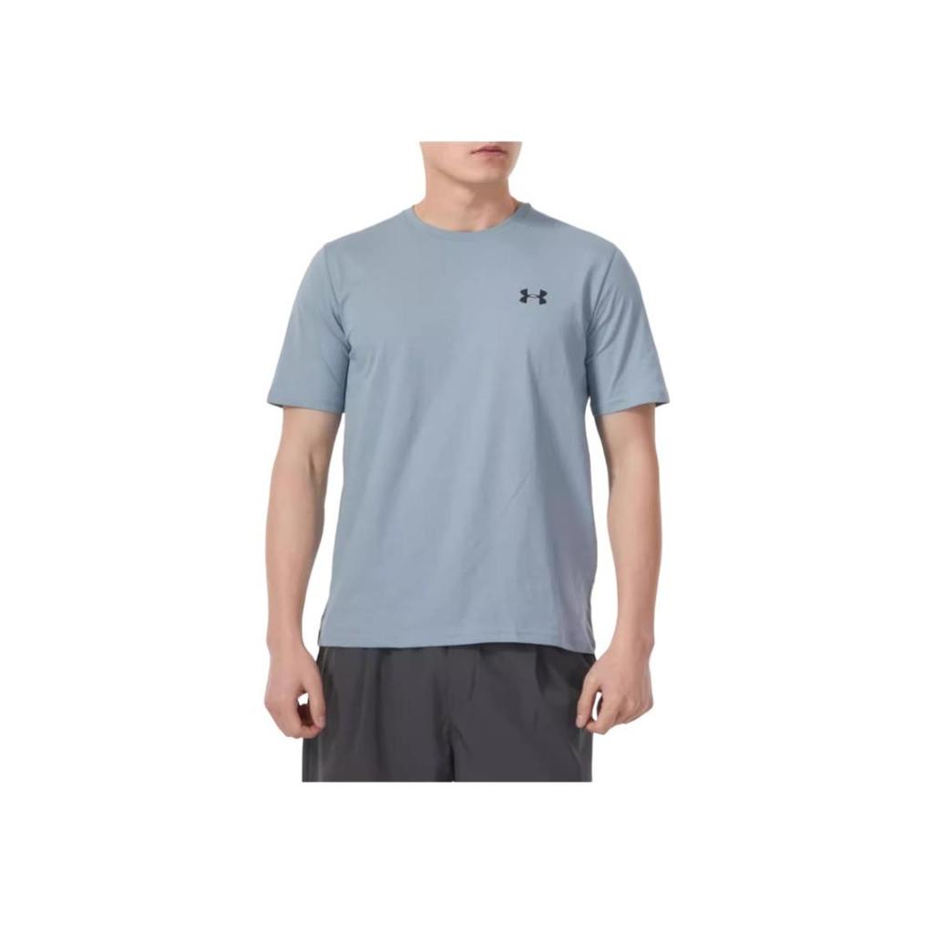 Under Armour Solid Color Fitness Training Breathable Round Neck Short Sleeve T-Shirt Men Tops Berlin-Blue 1370951-465