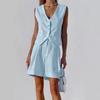 European & American Design Cotton Linen Suit: Women's Summer Casual Sleeveless Vest & Shorts Set