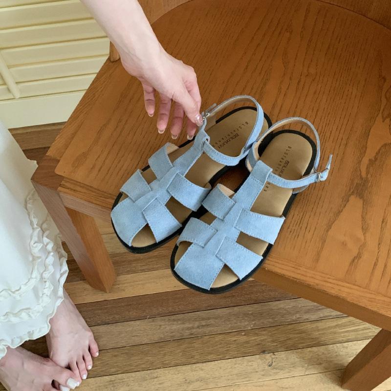 

Niche fishbone woven sandals women s Mori retro versatile leather beach sandals 39