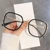 New metal flat glasses trendy fashion round frame color-changing anti-blue glasses personalized anti-blue glasses