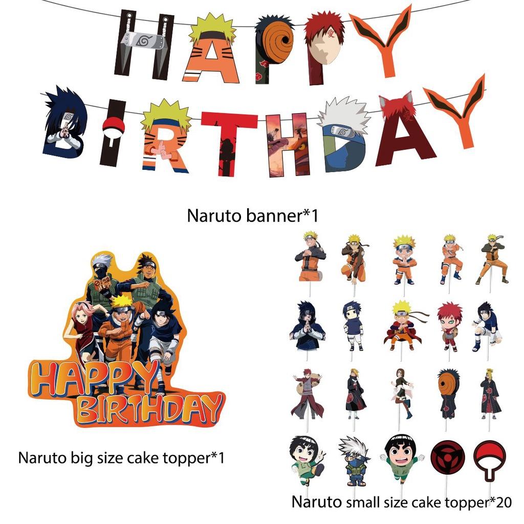 Anime Themed Naruto Birthday Party Ballon Banner Cake Topper Decoration Party