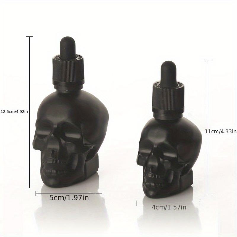 30ml/60ml Skleněná lahvička s kapátkem Černá Lebka Roztomilé lahvičky na esenciální oleje s kapátkem na parfémy