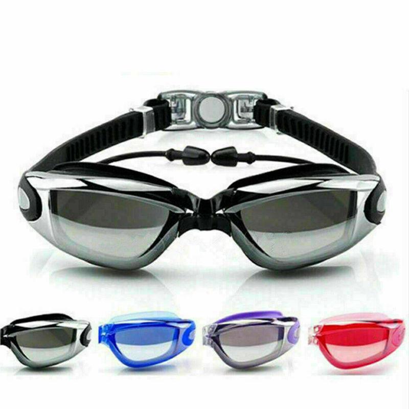Anti Fog Swimming Goggles UV Glasses Adjustable Earbuds Nose Clip Adult Kids Eye Shield Goggles