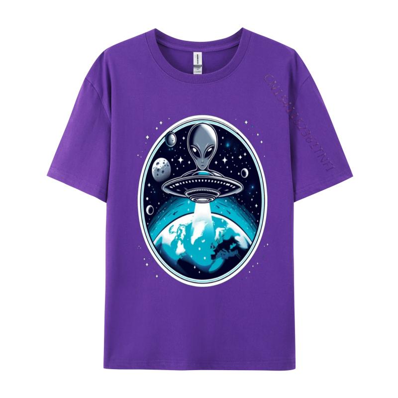 Grey Aliens In A Ufo TShirt T Shirt Brand Custom Cotton Men Tees Casual Loose TeeShirt Man Top Tshirts