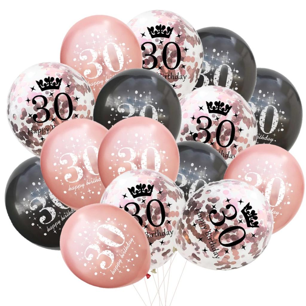 15pcs Birthday Inflatable Confetti Number Balloons 18 21 30 40 50 60 70 Year Party Decoration Adult Digit Helium Birthday Balons