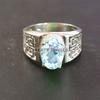 Aquamarine Oval Cut Gemstone With 925 Sterling Silver Ring For Men's #A749 JL375659079154