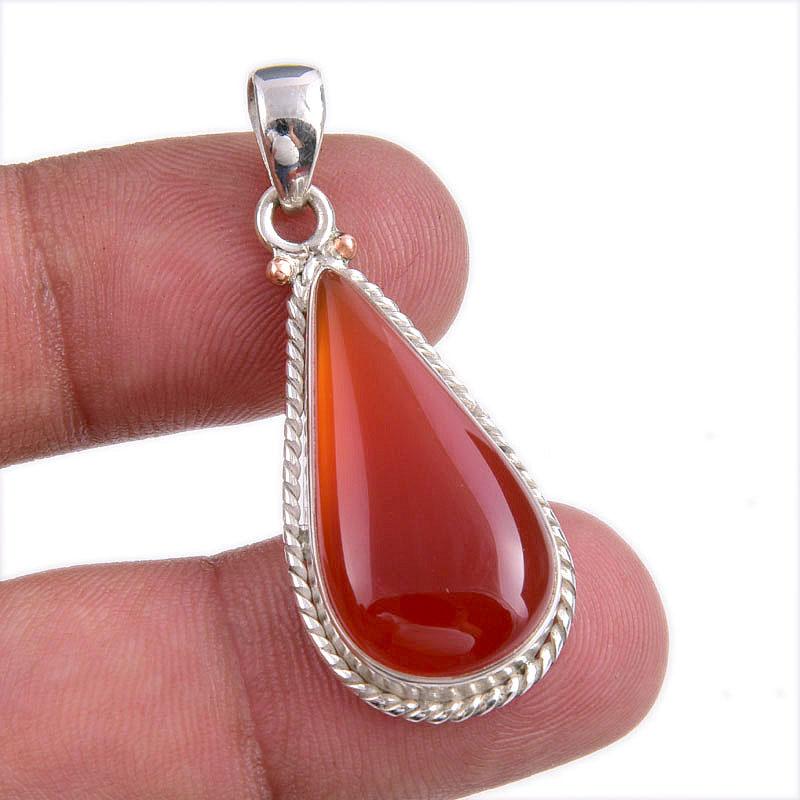 

Natural Red Onyx Gemstone Handmade 925 Solid Silver Jewelry Pendant 1.50 W0N78
