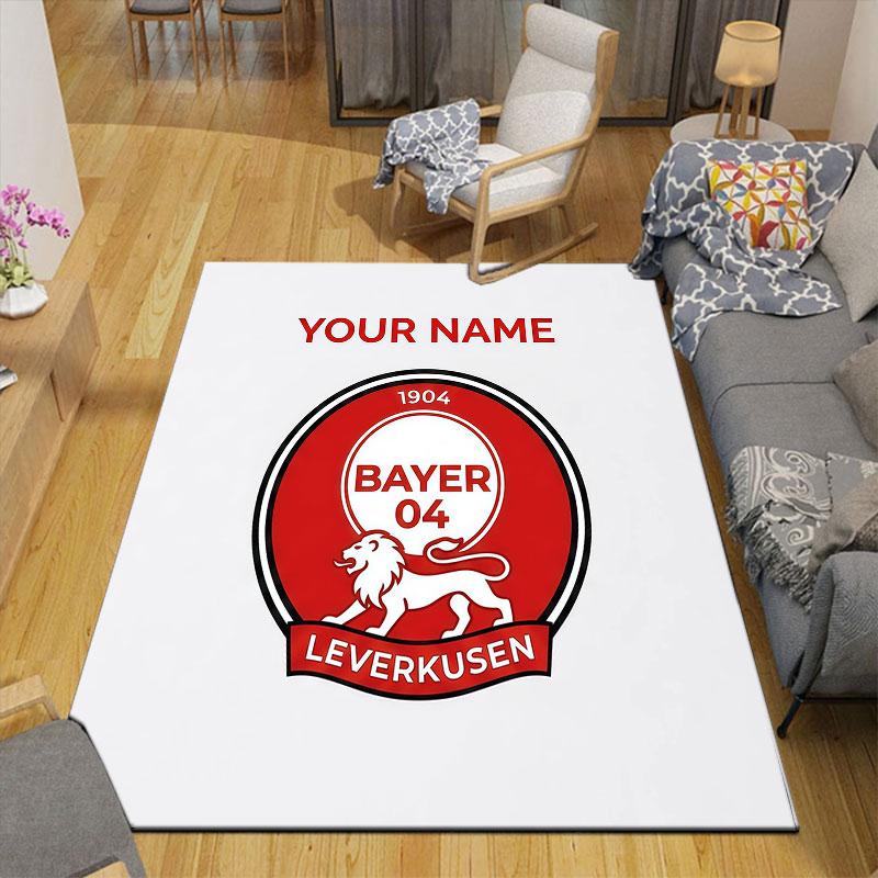 Custom Name,Bayer 04 Home Sofa Decoration for Living Room & Bedroom, Non‑Slip Play Flannel Floor Mat for Game Room